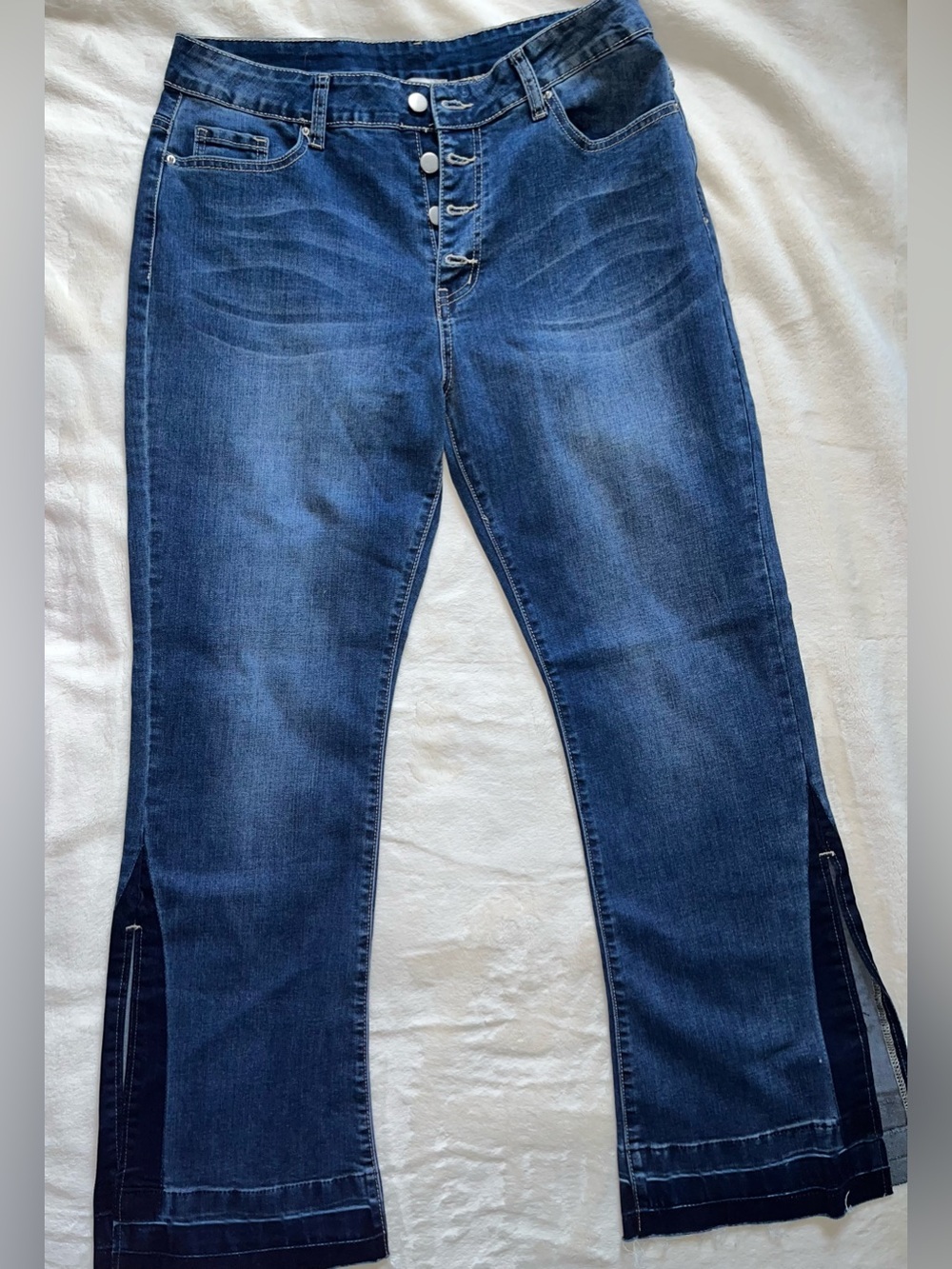 Hayden Dark Blue Button-Front Flare Jeans